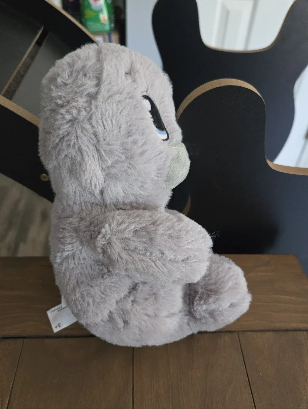 Gray Plush Seal Stuffed Animal with Blue Eyes Fiesta